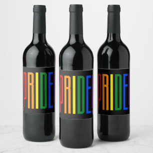Pride! LGBT Rainbow Flag Colours Typography Logo Wine Label