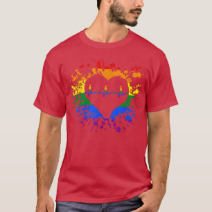 Pride LGBT Rainbow Heartbeat ECG pride month LGBT  T-Shirt