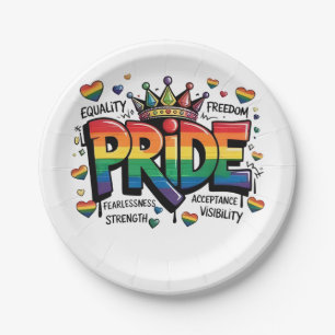 Pride LGBTQ Acceptance LGBT 4th of July Flag USA Paper Plate