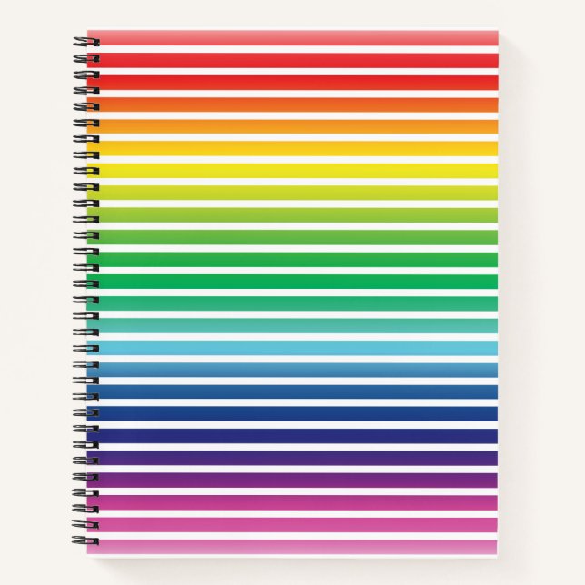 Pride lgbtq lgbt rainbow white stripes pattern notebook (Front)