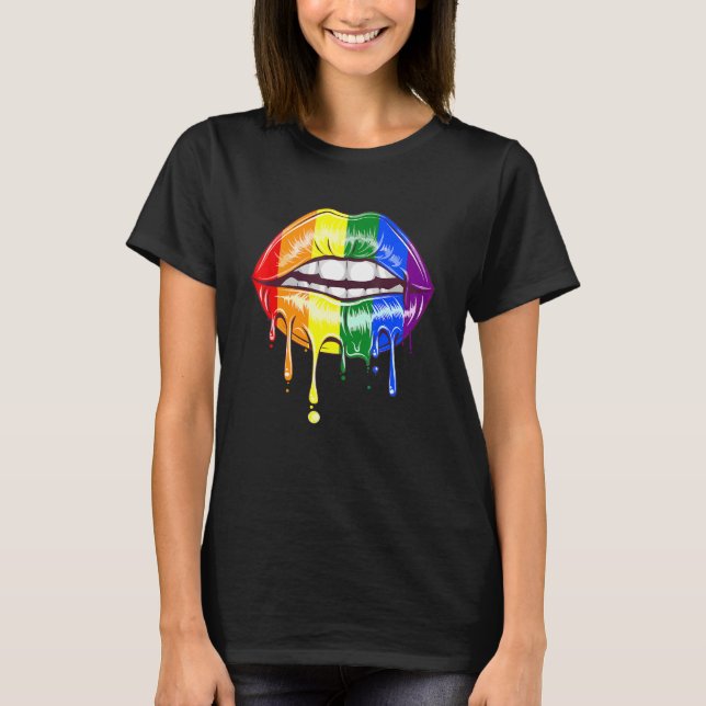 Pride Lgbtq Love Lips Rainbow T-Shirt (Front)