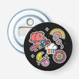 Pride+LGBTQ. Love pride. Rainbow heart with flower Bottle Opener