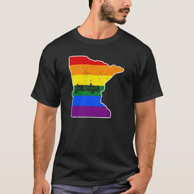 Pride LGBTQ Minnesota Grandpa LGBTQ Flag T-Shirt (Front)