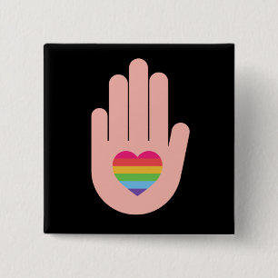 Pride lgbtq queer love. rainbow colour 15 cm square badge