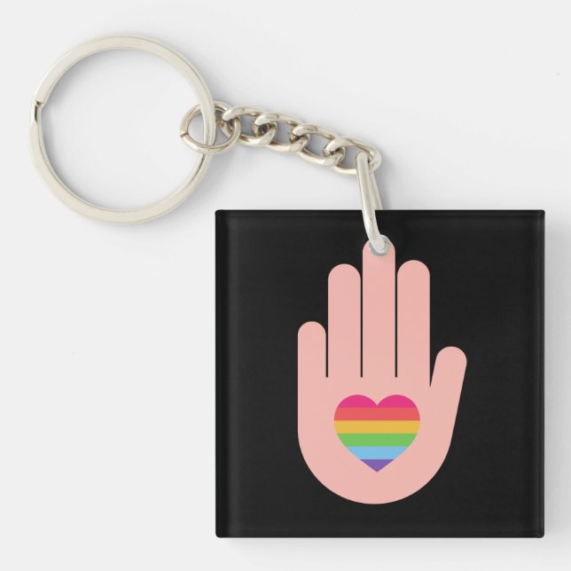 Pride lgbtq queer love. rainbow colour          ke key ring (Front)