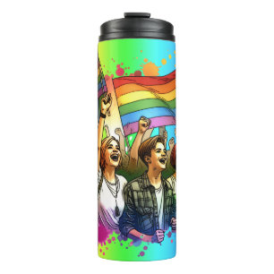 Pride LGBTQIA + People and Flags Thermal Tumbler