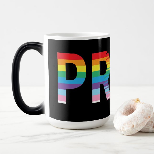 PRIDE LGBTQIA Rainbow Flag, Pride Letter  Magic Mug (With Donut)