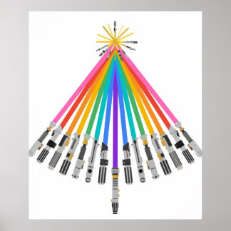 Pride LightSaber Christmas Tree Poster