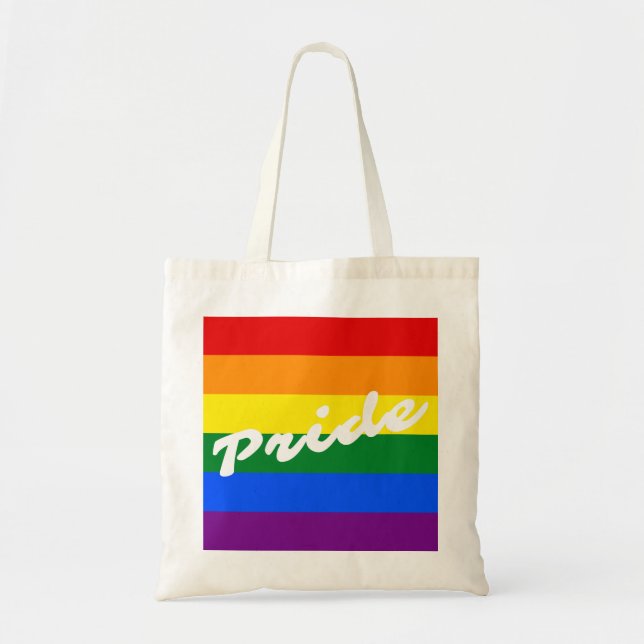 Pride Logo LGBT 6-Stripe Rainbow Gay Pride Flag Tote Bag (Front)