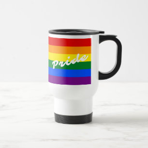 Pride Logo LGBT 6-Stripe Rainbow Gay Pride Flag Travel Mug