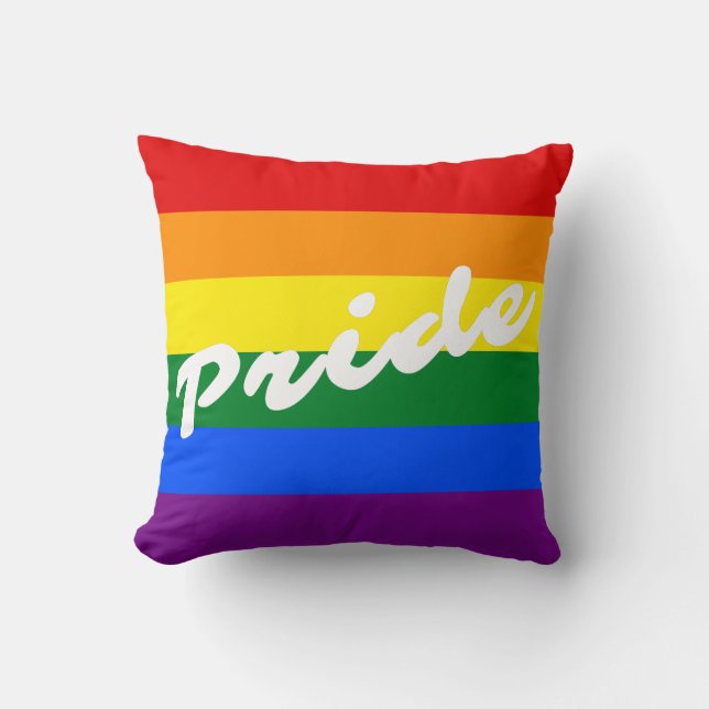 Pride Logo LGBT Gay Pride 6-Stripe Rainbow Flag Cushion (Front)