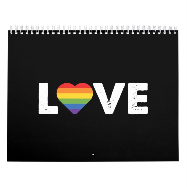 Pride Love is Love Gay Equality Rainbow LGBTQ  Calendar (Cover)