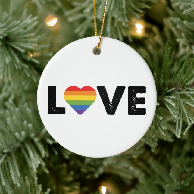 Pride Love is Love Gay Equality Rainbow LGBTQ  Ceramic Tree Decoration (Tree)