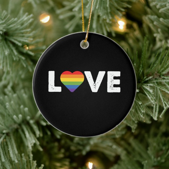 Pride Love is Love Gay Equality Rainbow LGBTQ  Ceramic Tree Decoration (Tree)