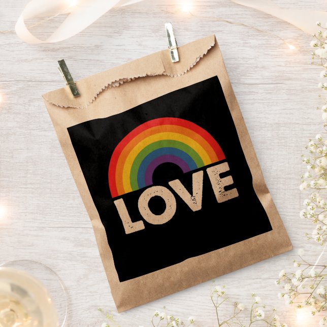 Pride Love is Love Gay Equality Rainbow LGBTQ  Favour Bags (Clipped)