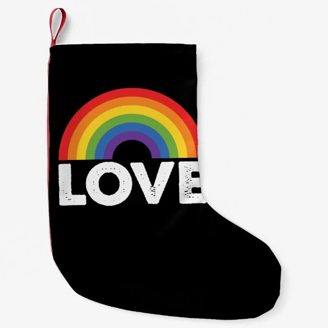 Pride Love is Love Gay Equality Rainbow LGBTQ  Small Christmas Stocking (Front)