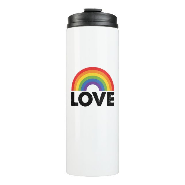 Pride Love is Love Gay Equality Rainbow LGBTQ  Thermal Tumbler (Front)