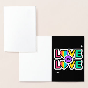 Pride. Love is love. Gay Rainbow colours Foil Card