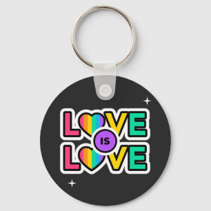 Pride. Love is love. Gay Rainbow colours Key Ring