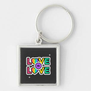 Pride. Love is love. Gay Rainbow colours Key Ring