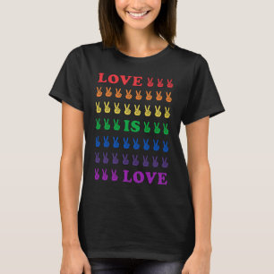 Pride Love Is Love Multi Coloured Peace Hand Signs T-Shirt