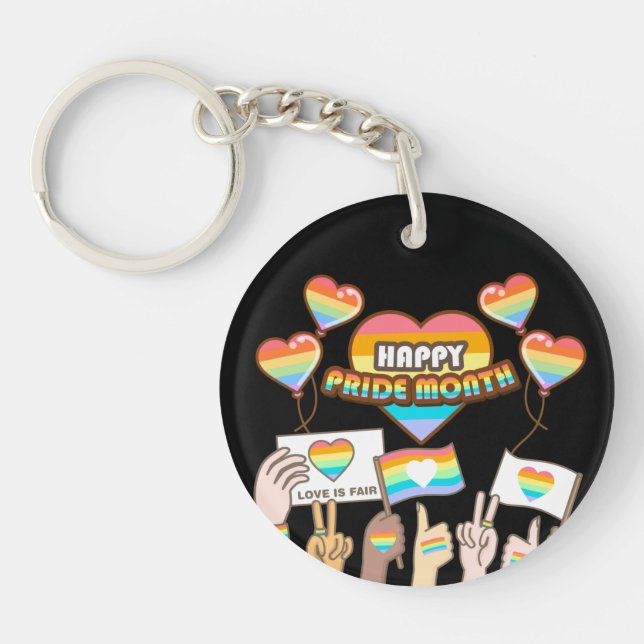 Pride love. Love is fair. Pride month.       Key Ring (Front)