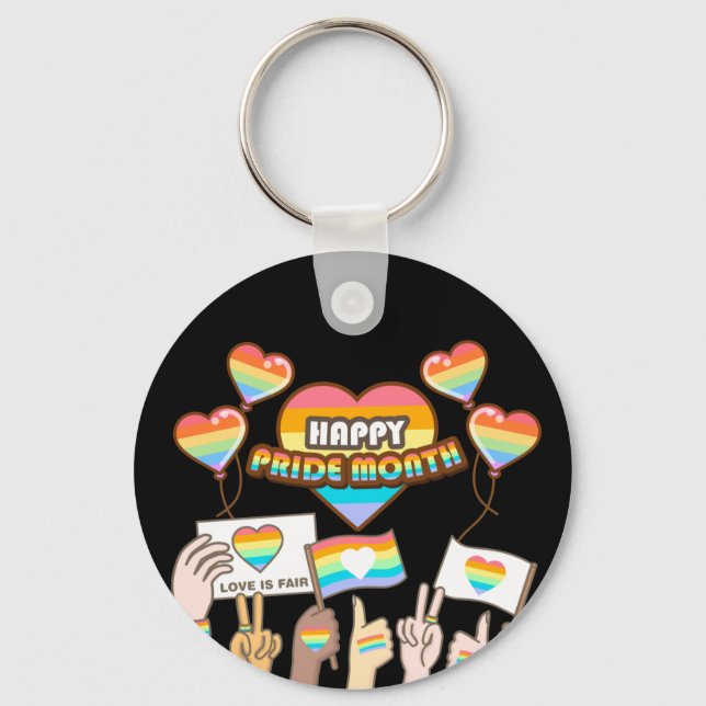 Pride love. Love is fair. Pride month.         Key Ring (Front)