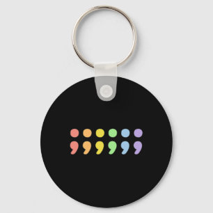 Pride Mental Health Semicolon Lgbtqia+ Lgbt Pastel Key Ring
