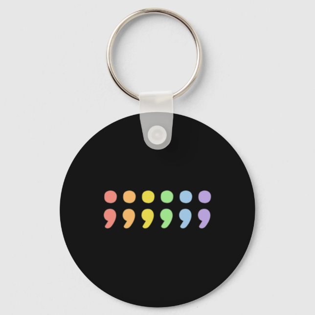 Pride Mental Health Semicolon Lgbtqia+ Lgbt Pastel Key Ring (Front)
