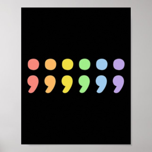 Pride Mental Health Semicolon Lgbtqia+ Lgbt Pastel Poster (Front)