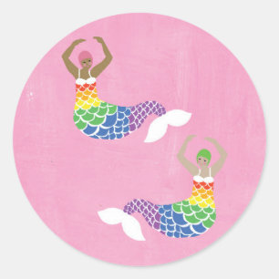 Pride Mermaid Rainbow Flag Tail LGBT Party Classic Round Sticker