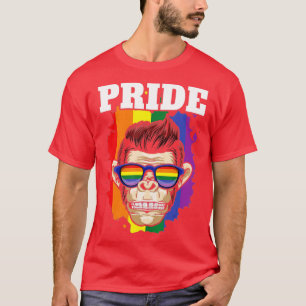 Pride Monkey Gay Rainbow Flag Gay LGBTQ LGBT Pride T-Shirt