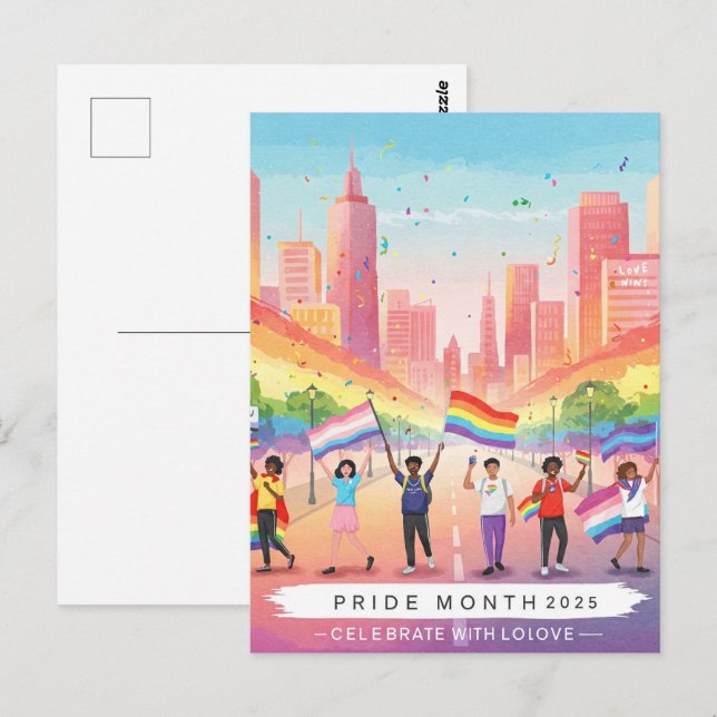 'Pride Month 2025 – Celebrate With Love' Postcard (Front/Back)
