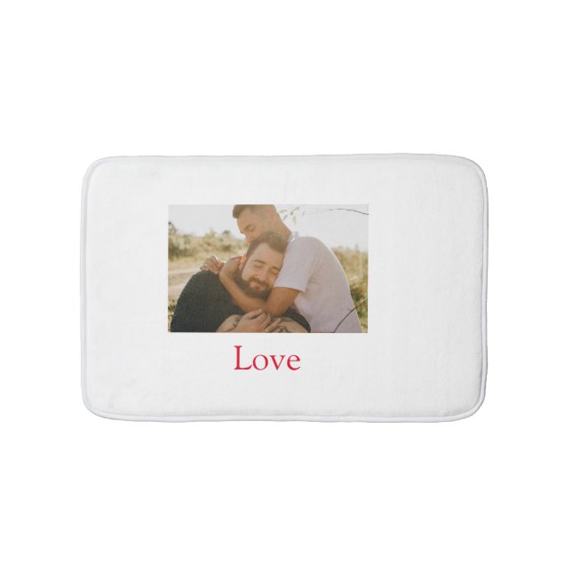 Pride month add gay couple photo name love LQBTQ  Bath Mat (Front)
