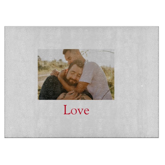 Pride month add gay couple photo name love LQBTQ  Cutting Board (Front)