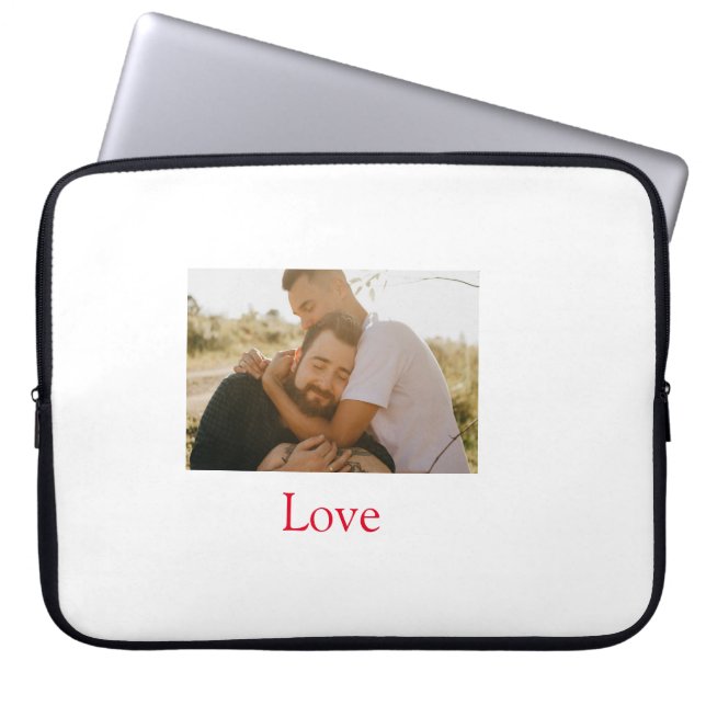 Pride month add gay couple photo name love LQBTQ  Laptop Sleeve (Front)