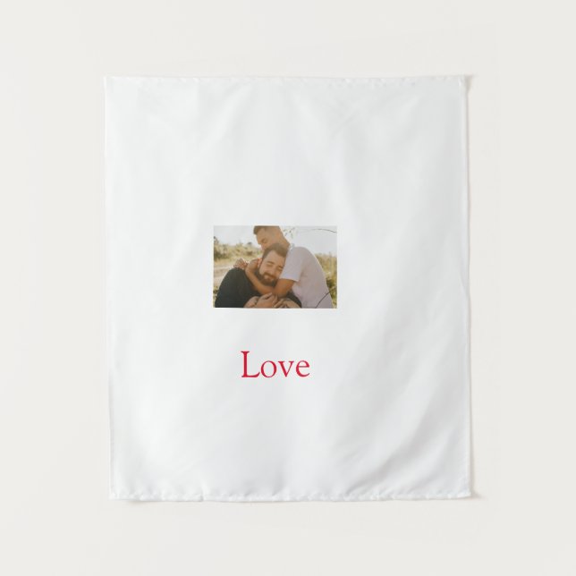 Pride month add gay couple photo name love LQBTQ  Tapestry (Front)
