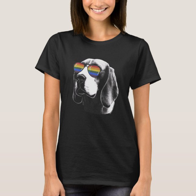 Pride Month Beagle Rainbow Flag   T-Shirt (Front)