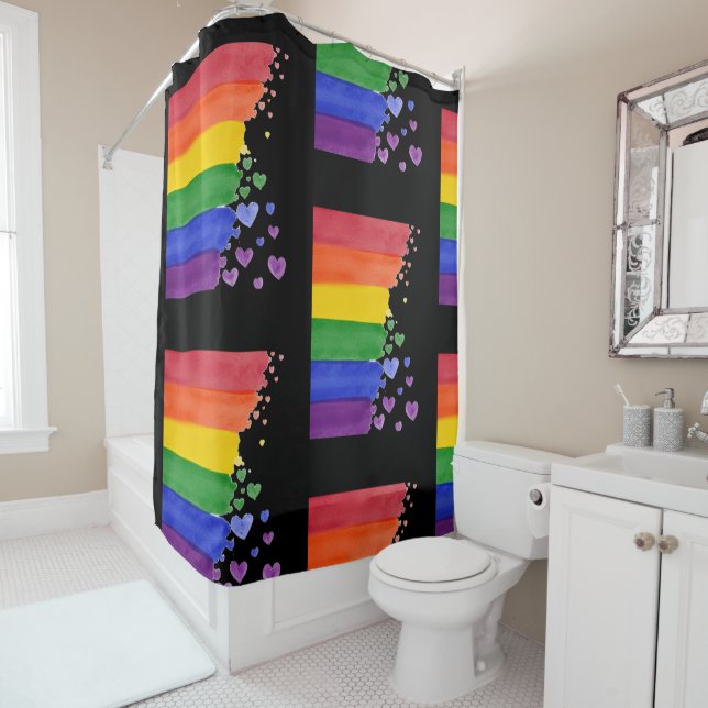 Pride Month Lesbian, gay, With rainbow  Shower Curtain (In Situ)