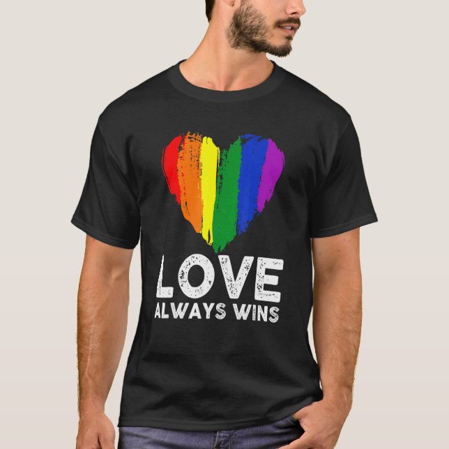 Pride Month Lgbt Q Heart Rainbow Flag Love Win Gay T-Shirt (Front)