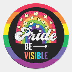 Pride  month  LGBT with rainbow be visible Classic Round Sticker