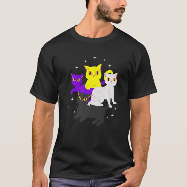 Pride Month Non Binary Cats Lgbt Flag Proud T-Shirt (Front)