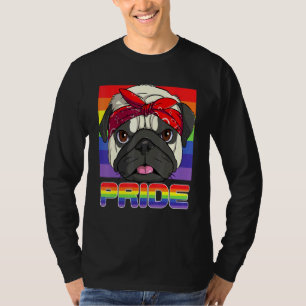 Pride Month Pug Bandanna Gay Dog Rainbow LGBT T-Shirt