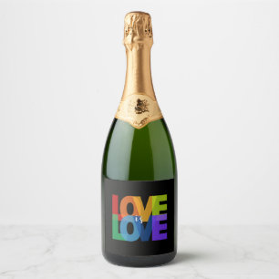 Pride Month Shirts Love is Love for LGBTQ Minimali Sparkling Wine Label