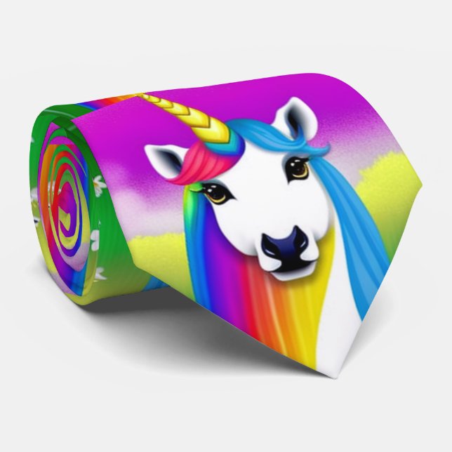 Pride Multi-colour Unicorn  Pattern Tie (Rolled)