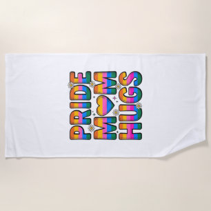Pride Mum Hugs Vintage Rainbow Vector Design_1 Beach Towel