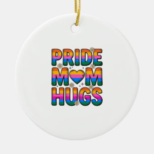 Pride Mum Hugs Vintage Rainbow Vector Design_1 Ceramic Tree Decoration