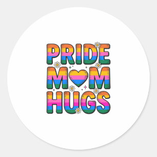 Pride Mum Hugs Vintage Rainbow Vector Design_1 Classic Round Sticker