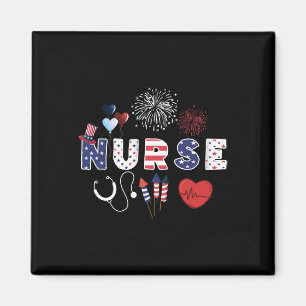 Pride Nurse Usa Flag Stethoscope Patriotic Nurse 4 Magnet