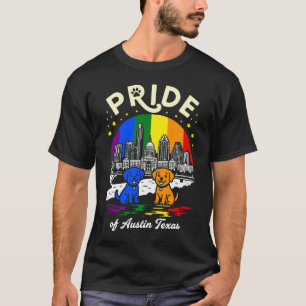 Pride of Austin City Texas Dogs Rainbow Flag T-Shirt